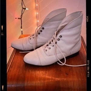 Cream Vintage Leather Booties